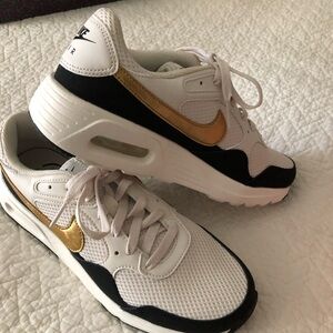 Nike White and Gold Sneakers Air Max Design